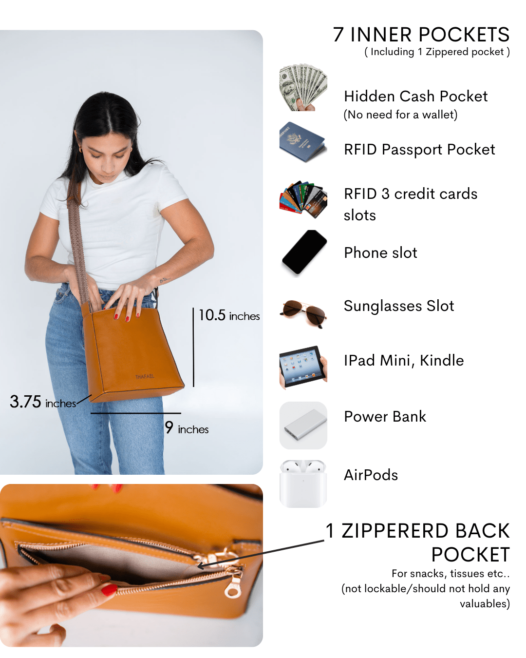 Thafael Crossbody Travel Bag – Anti-Theft, Vegan Cactus Leather (Limited Edition)