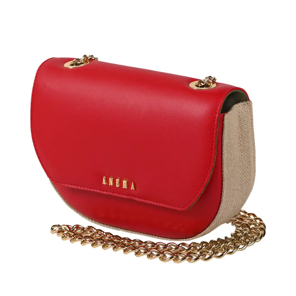 Anema Red Vegan Leather Organic Hemp Crossbody